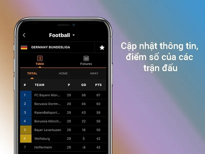 Livescore là ứng dụng cập nhật kết quả thể thao chính xác nhất 